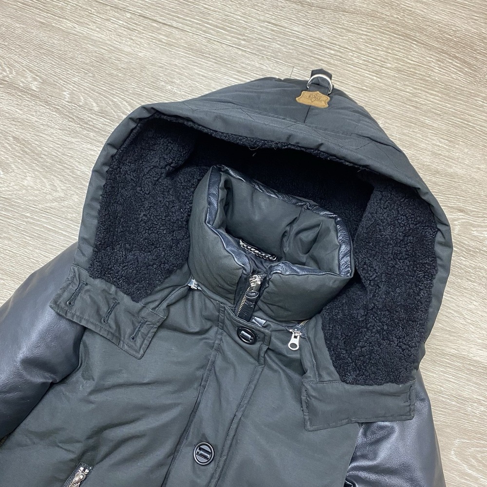 Mackage Cynthia Down Parka Jacket Women's XS Black Leather Sleeve Designer Warm